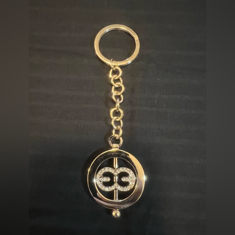 Authentic ESCADA Gold Rhinestone Logo Keychain